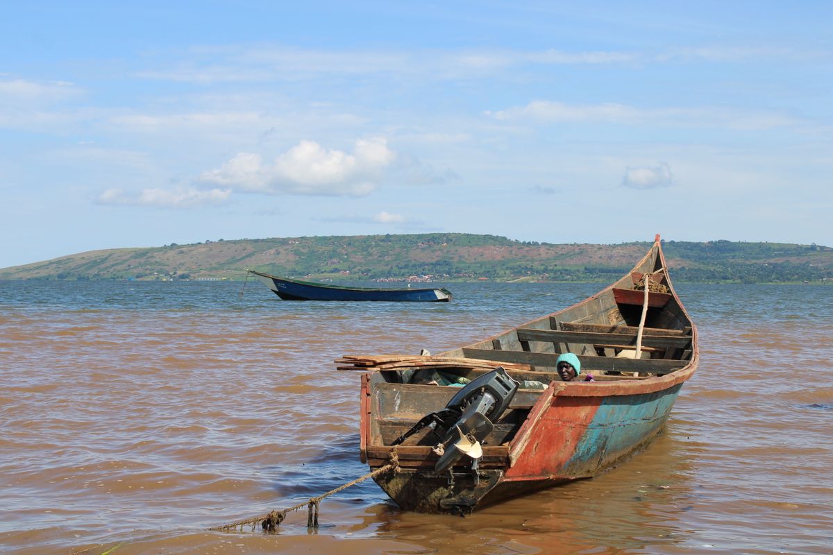 A fishing boat on Lake Victoria, Jinja, Uganda